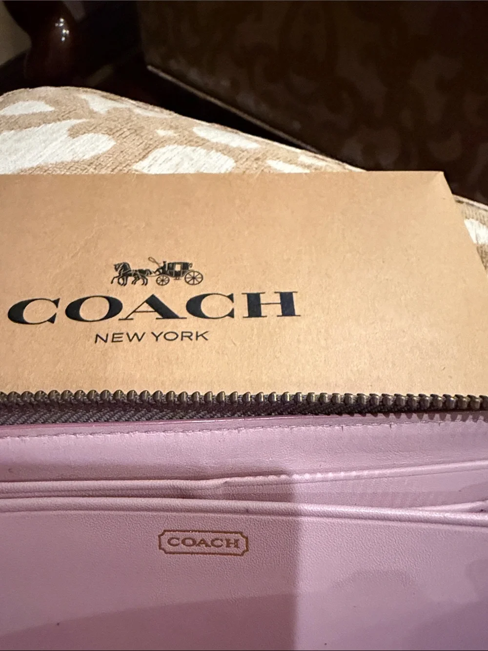 Coach Snake-Print Zip Wallet in Gray and Black Tones - lavender interior 💜